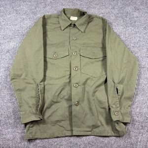 Vintage US Military OG-507 Utility Shirt Mens 14.5x31 Olive Green 70s